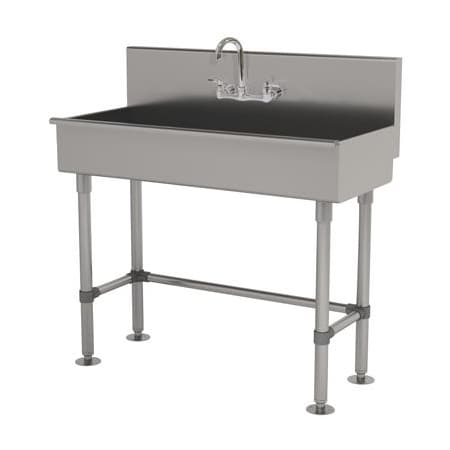 Advance Tabco 16 Ga. 304 SS ADA Floor Mt Square Corner Svc Sink - Faucet Included 19-FM-1-ADA-F